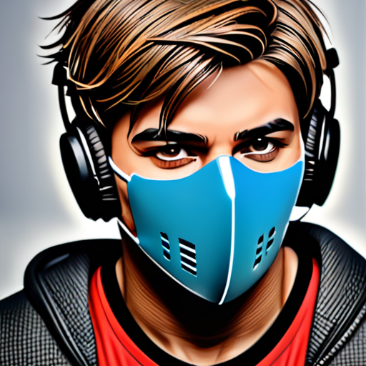 gamer man with mask on his face