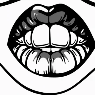 lips black and white clipart