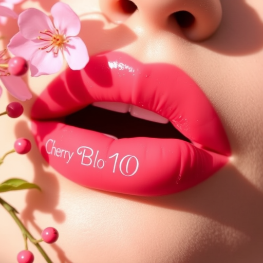 Romantic "Cherry Blossom" tinted lip balm providing a sheer wash of pink color while nourishing and protecting lips with natural botanicals and SPF protection