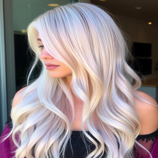 Ethereal hair style displaying long iridescent pearl-toned strands styled in loose ethereal waves with subtle glitter accents