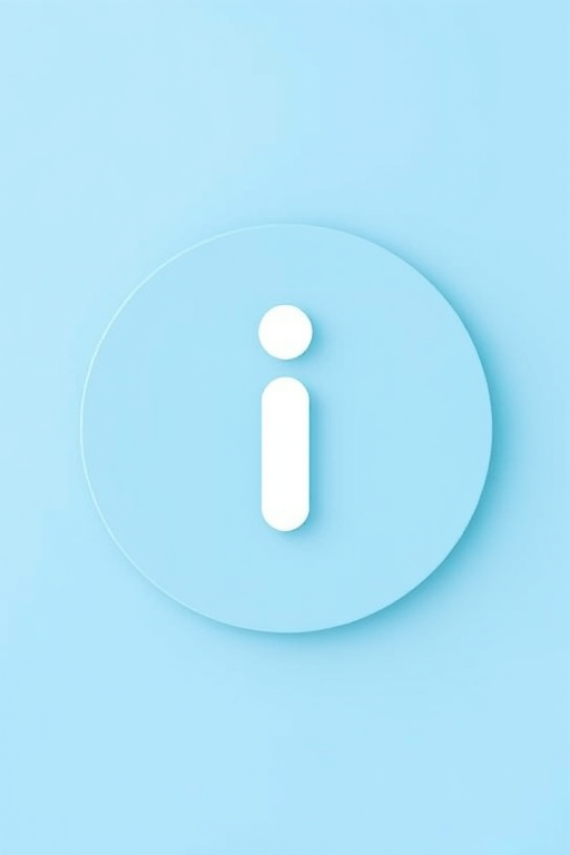 Create a clean and modern circular information icon with a light blue background and a white letter "i" in the center, using a DSLR camera with a 50mm lens, aperture set to f/1.8 for a soft background blur, shot from a slightly elevated angle to enhance depth, at a resolution of 300 DPI for high quality.