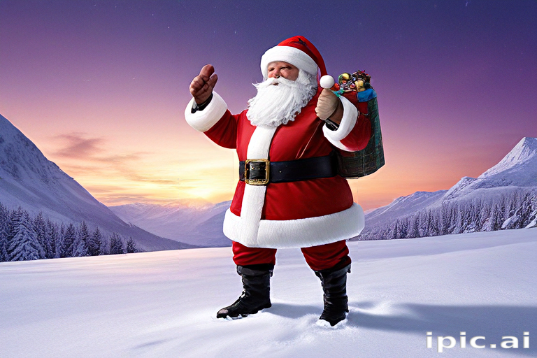 Jolly Santa Claus Spreading Holiday Cheer in a Winter Wonderland