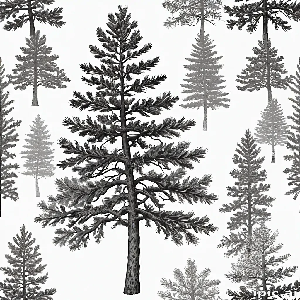 black and white pine tree clip art