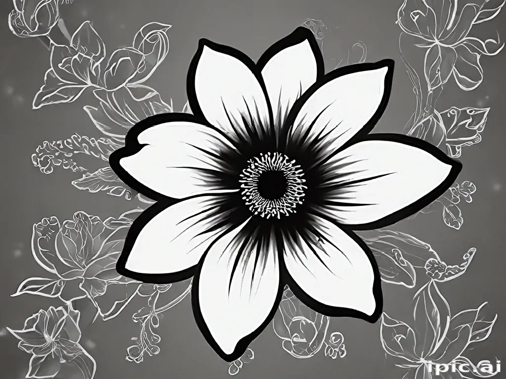 flower clipart black and white