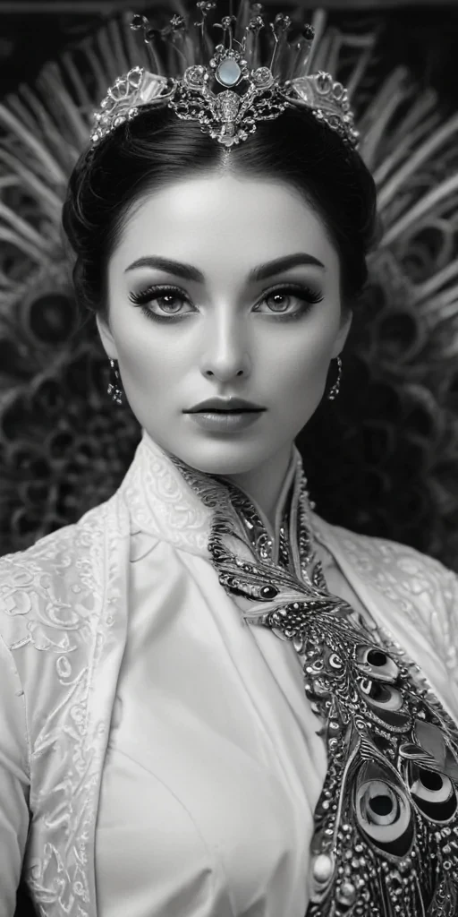peacock black and white