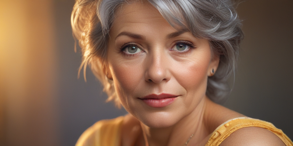 A Captivating Portrait of a Woman with Silver Hair and Striking Eyes