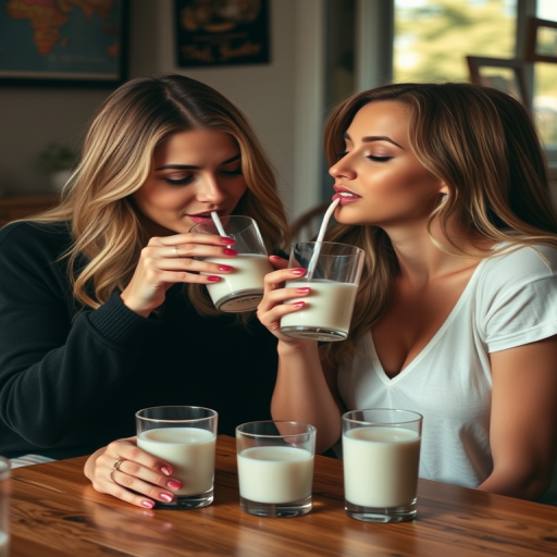lesbians drinking milk