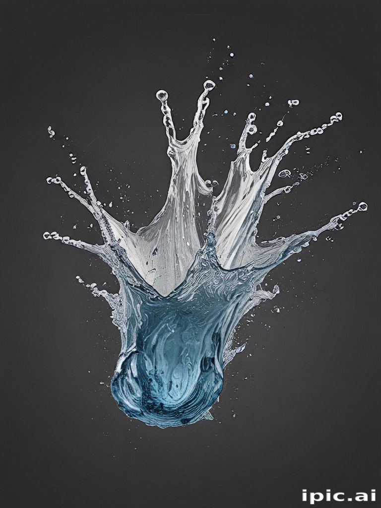 Dynamic Splash of Water Creating Intricate Patterns Against a Dark ...