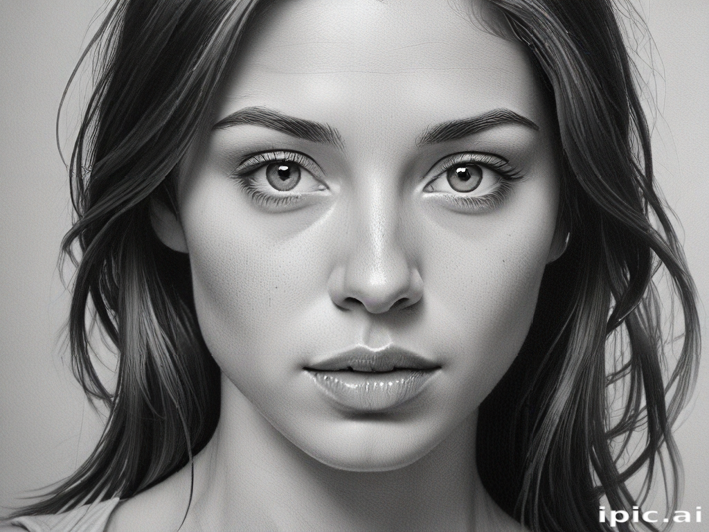 Stunning Black and White Portrait of a Young Woman with Expressive Eyes