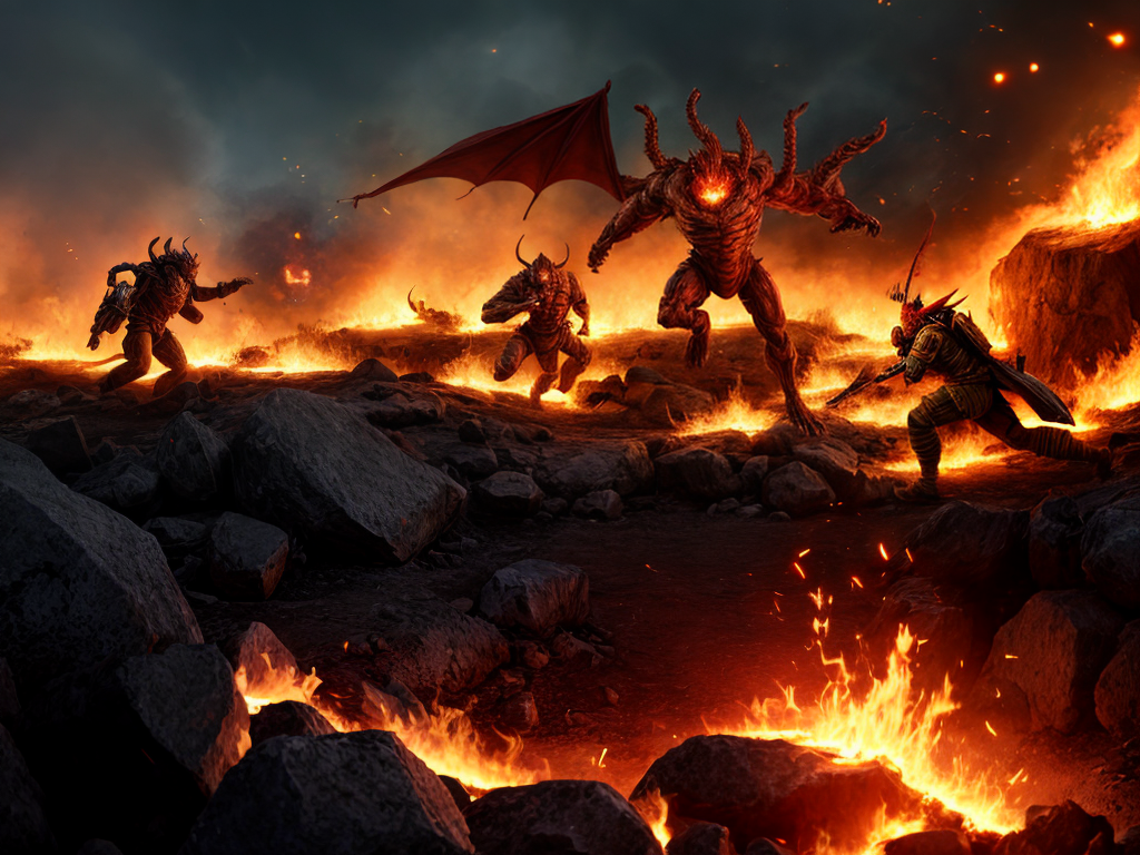 Demonic Combat humans having to fight demons in an explosive fire battle