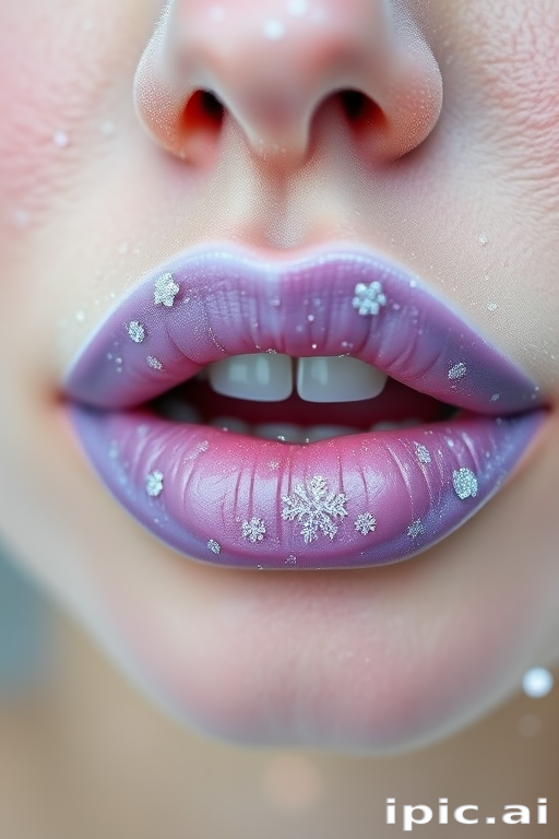 Frosted lilac lips embody ethereal beauty in the "Frosty Fairytale" design, featuring a cool-toned purple base with a delicate silvery sheen that gives the illusion of freshly fallen snow, creating a whimsical and enchanting lip look that's ideal for winter-themed events or fantasy-inspired makeup artistry