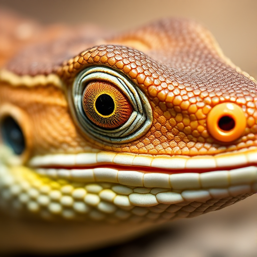 highly detailed close-up of a textured lizard head showing intricate scales and vibrant eye, natural lighting, shallow depth of field, shot at 85mm f/1.8 lens, ISO 200, 1/200s, DSLR camera