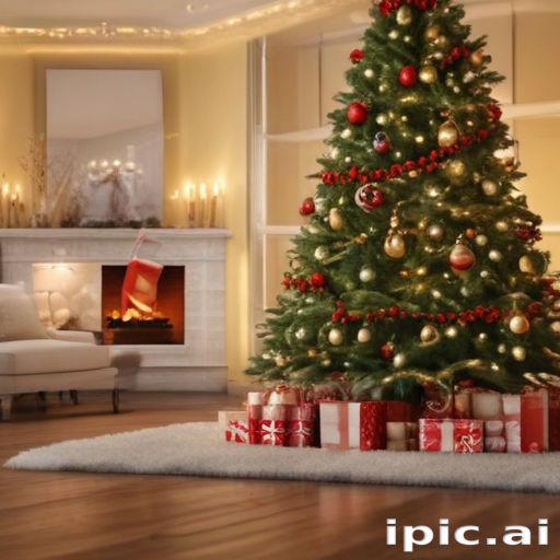 Cozy Living Room Decorated for Christmas with a Beautiful Tree and Gifts