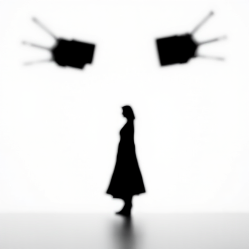 Create a high-resolution image of an abstract black silhouette on a white background with a shallow depth of field, using a 50mm lens at f/1.8, ISO 100, and shutter speed 1/200s, captured with a DSLR camera from a central perspective.