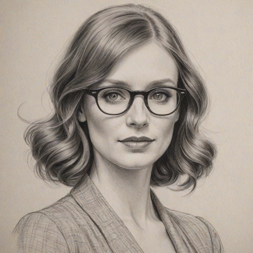 Ravishing Bryce Dallas Howard, pencil sketch, portrait of Elegant woman 1938s in glasses, hair style beatnik, outline, clear lines, fine lines, 8k