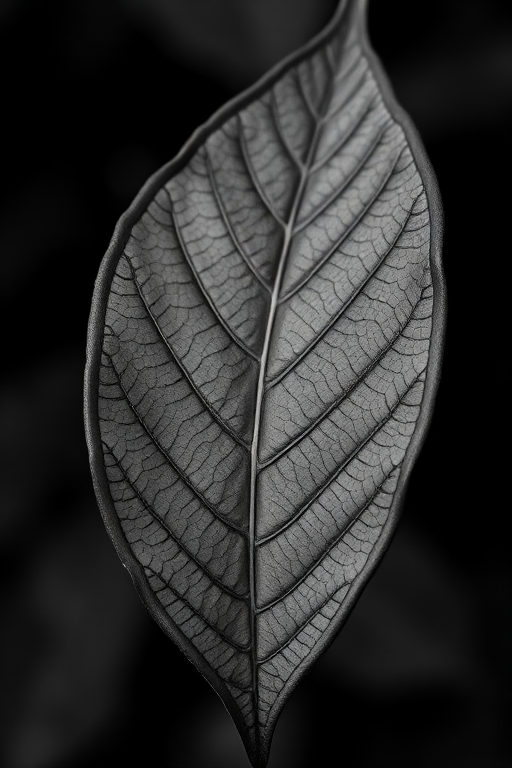 leaf in black and white