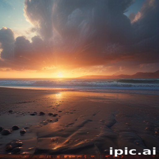 Stunning Sunset Over the Ocean with Vibrant Colors and Calm Waves