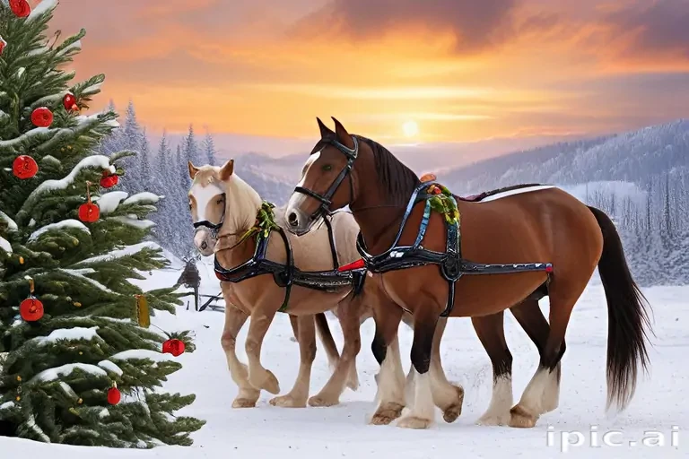 merry christmas images with horses