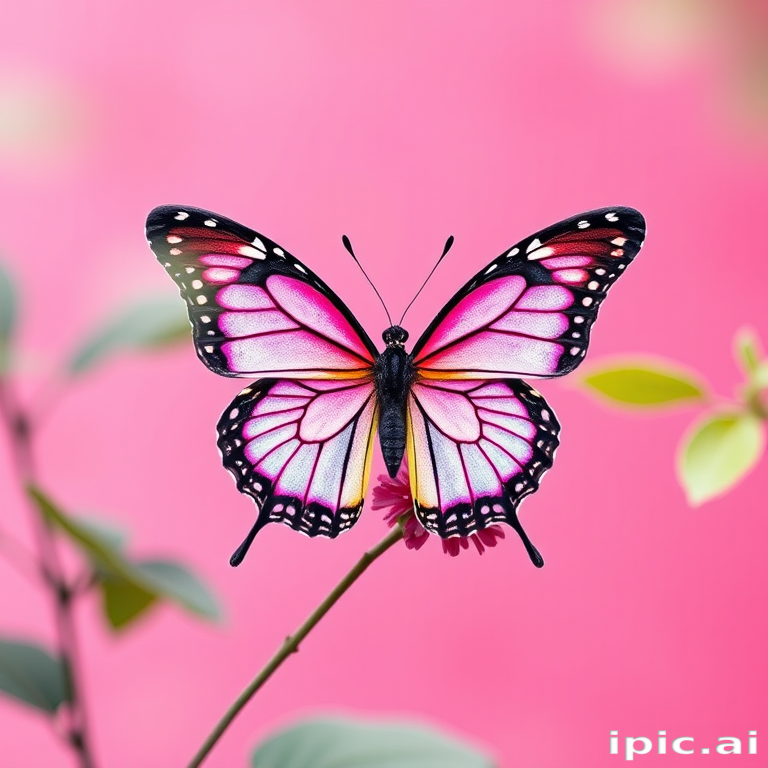 pink background butterfly