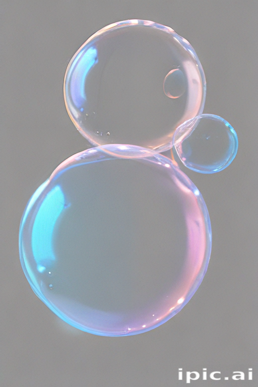 Colorful Soap Bubbles Floating Gracefully Against a Soft Gray Background
