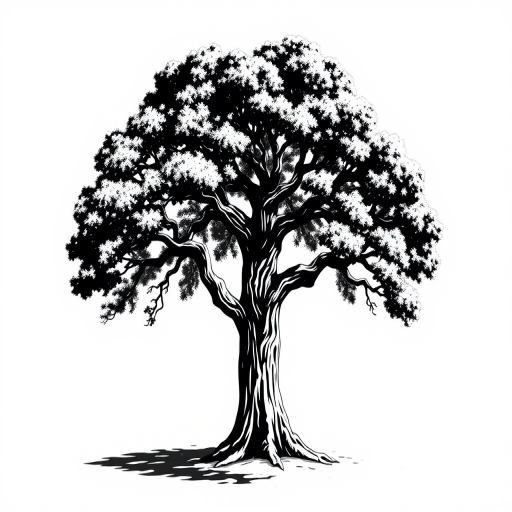 oak tree clipart black and white