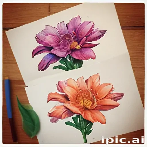 colored drawings of flowers