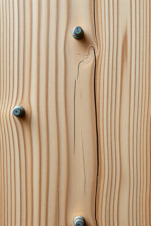 Create a high-resolution digital illustration of a tall wooden board with visible grain texture and metal screws, using a DSLR camera with a 50mm lens, aperture set to f/2.8, ISO 200, shot from a slightly low angle to emphasize height, and using soft, diffused lighting to enhance details and shadows.