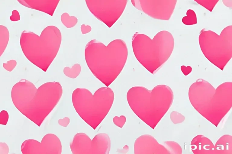 Colorful Pink Hearts Pattern on a White Background for Romantic Themes