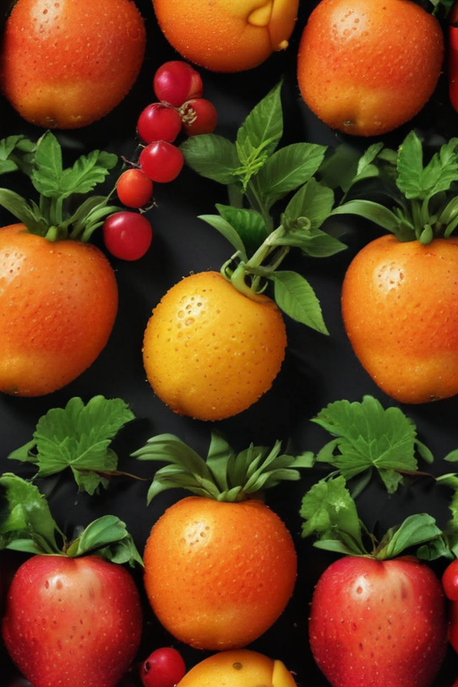 A Colorful Arrangement of Fresh Fruits and Vibrant Green Leaves ...