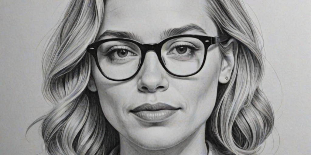 Bewitching Piper Perabo, pencil sketch, portrait of Lovely woman 1945s in glasses, hair style beatnik, outline, clear lines, fine lines, 8k