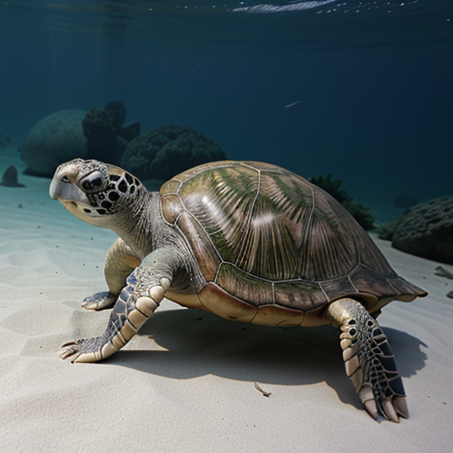 Majestic Sea Turtle Gracefully Swimming Through the Crystal Clear Ocean ...