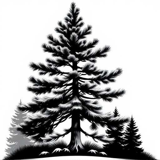 black and white pine tree clipart