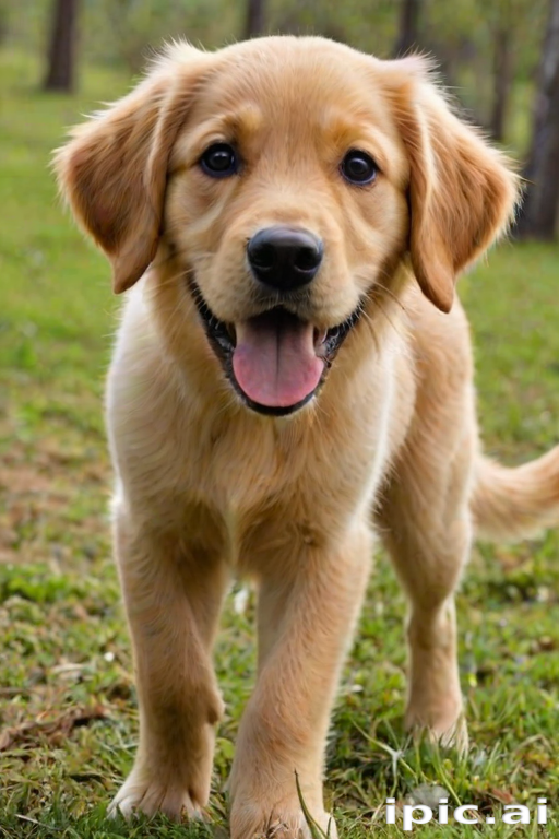 A Happy Golden Retriever Puppy Enjoying a Sunny Day Outdoors.