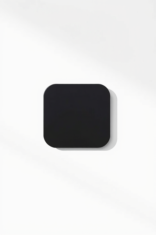 Generate a high-resolution image of a minimalist black icon set against a white background, using a DSLR camera at ISO 100, aperture f/8, and a focal length of 50mm with a slight overhead view and soft natural lighting for clarity and detail.