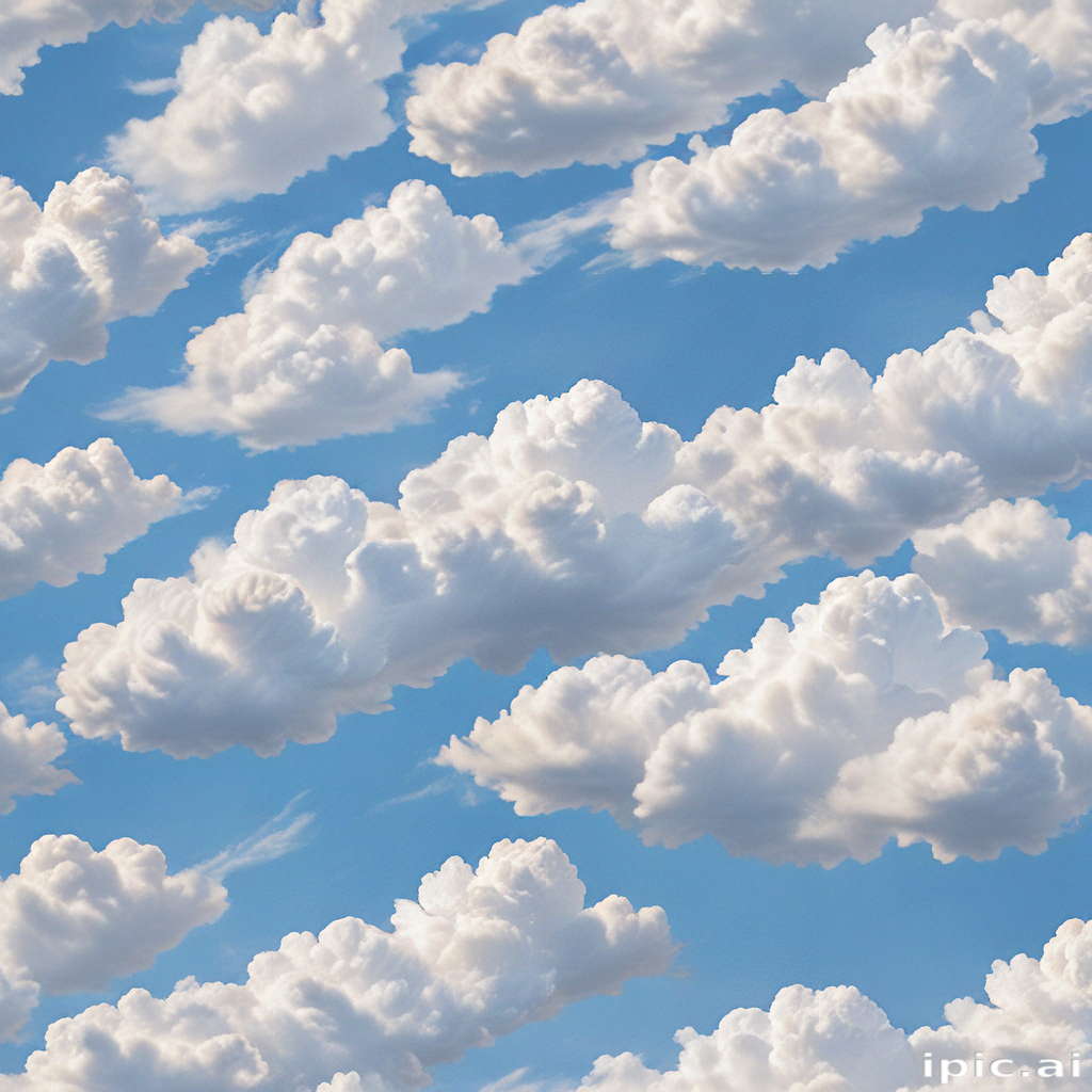 Fluffy White Clouds Floating Gracefully Across a Bright Blue Sky
