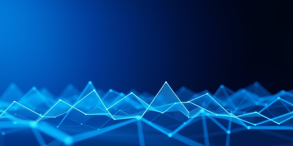 Create a smooth gradient background with a dark blue hue, overlaying a network of light blue line graphs with sharp peaks and valleys, captured with a DSLR camera at f/2.8, ISO 100, 1/60s shutter speed, using a 50mm lens in macro style for high detail and clarity.