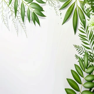 white and greenery background