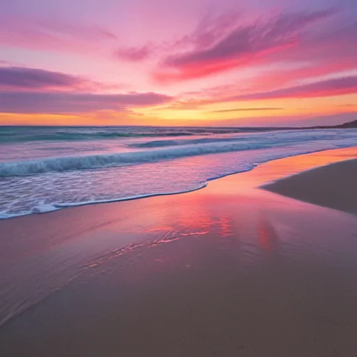 pink beach sunset