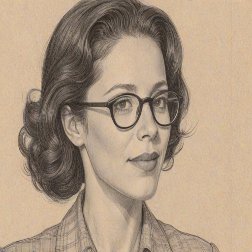 Radiant Jackie Tohn, pencil sketch, portrait of Radiant woman 1945s in glasses, hair style beatnik, outline, clear lines, fine lines, 8k