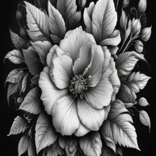 flower clipart black and white