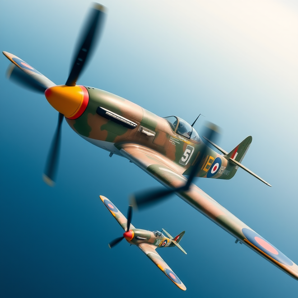 three vintage fighter planes in mid-air, detailed camouflage patterns, high resolution, taken with a DSLR camera at 1/1000s shutter speed, f/8 aperture, ISO 200, wide-angle view, vibrant colors, clear blue sky backdrop