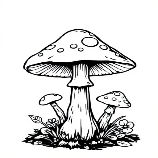 mushroom clip art black and white