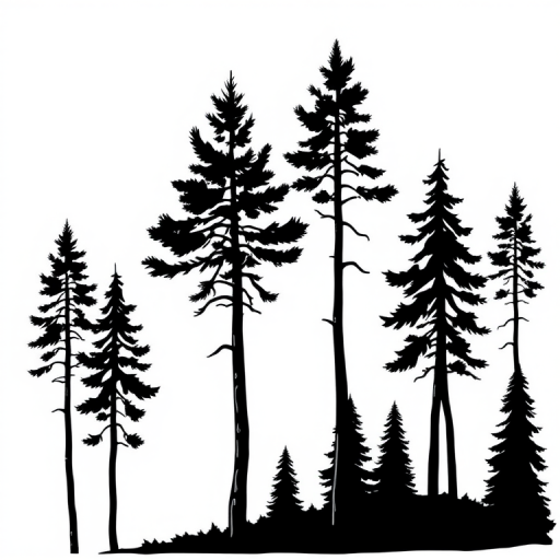 black and white pine tree clip art