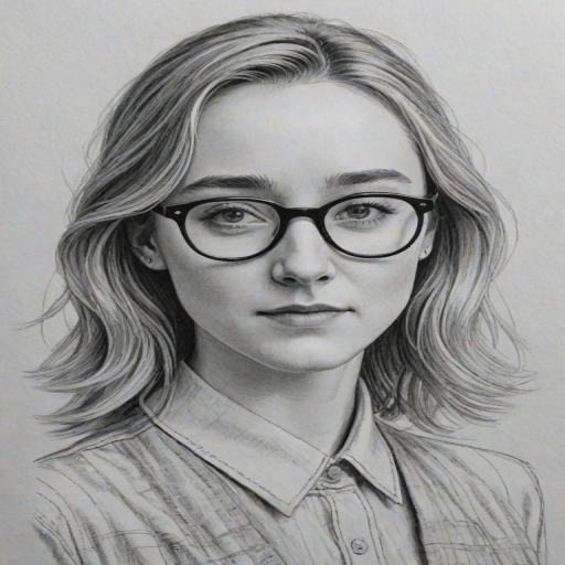 Charming Saoirse Ronan, pencil sketch, portrait of Superb woman 1955s in glasses, hair style beatnik, outline, clear lines, fine lines, 8k