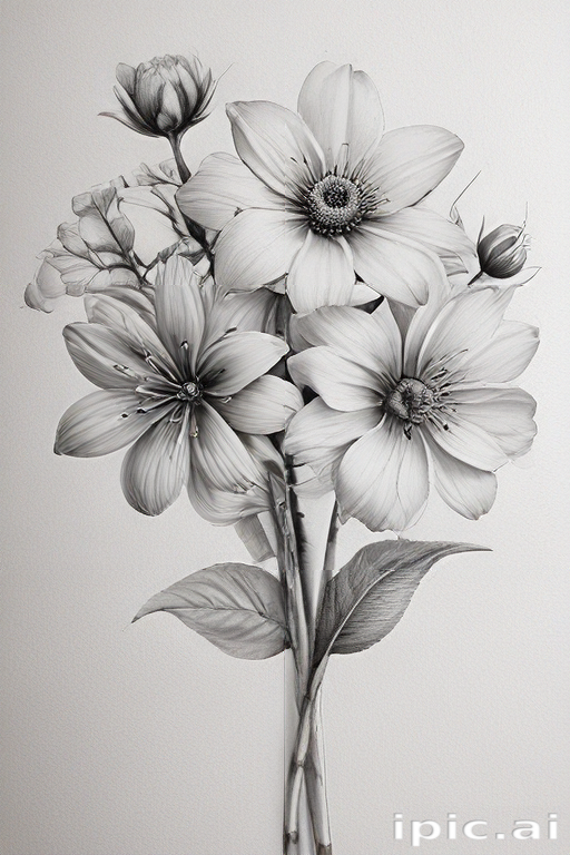 Elegant Black and White Floral Arrangement Showcasing Delicate Petals ...