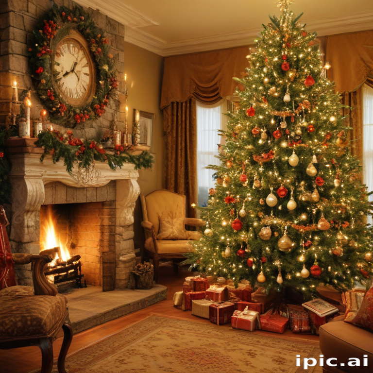 A Cozy Christmas Scene Featuring a Beautifully Decorated Tree and ...