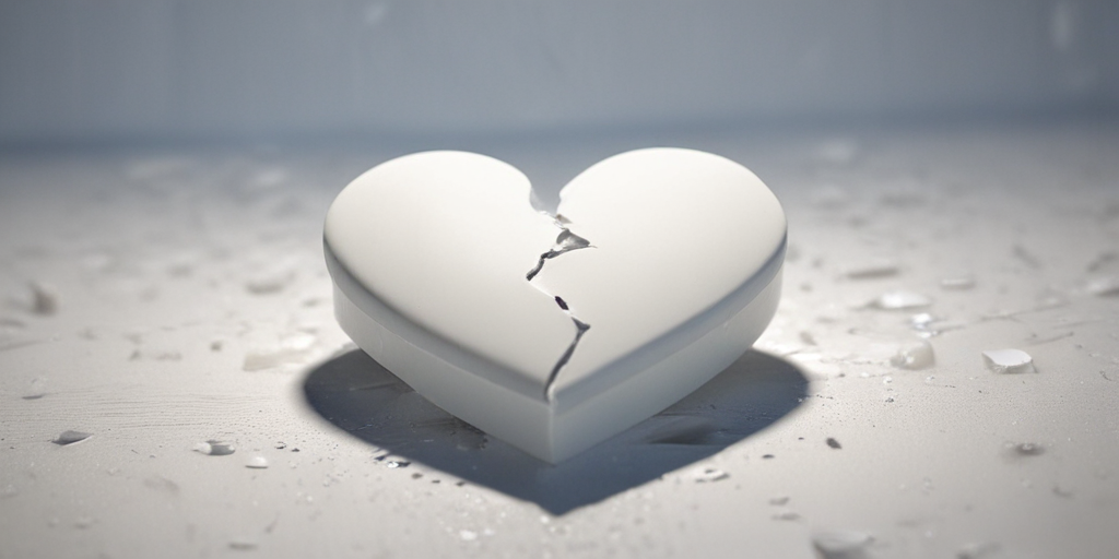 A Fragile Heart Shattered: Symbolizing Love's Pain and Brokenness.