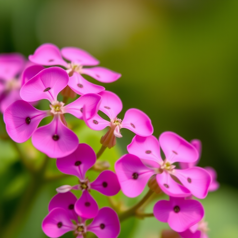 Create a close-up shot of vibrant pink clover flowers against a soft green background, using a macro lens at f/2.8 aperture, 1/200 sec shutter speed, and ISO 200, capturing rich details and smooth bokeh with a DSLR camera.