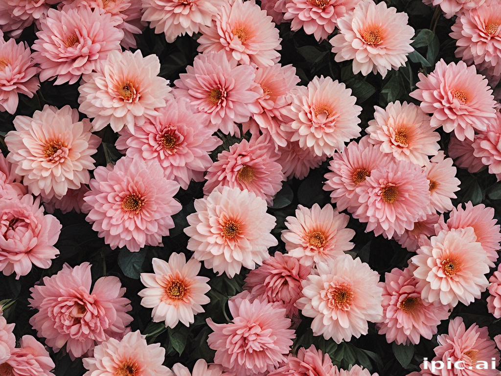 A Lush Display of Beautiful Pink Flowers in Full Bloom Together
