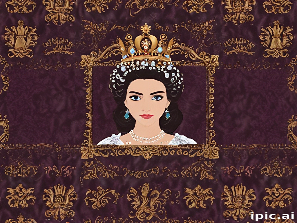 Regal Portrait of a Queen Adorned with Royal Jewelry and Crown